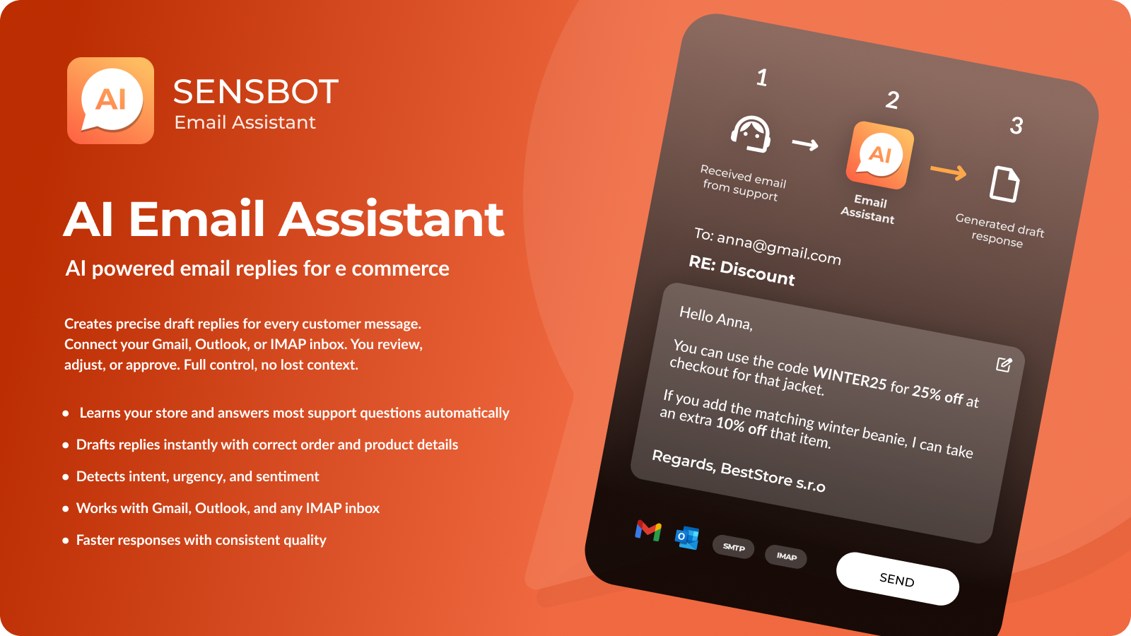 Sensbot AI e-mailový asistent